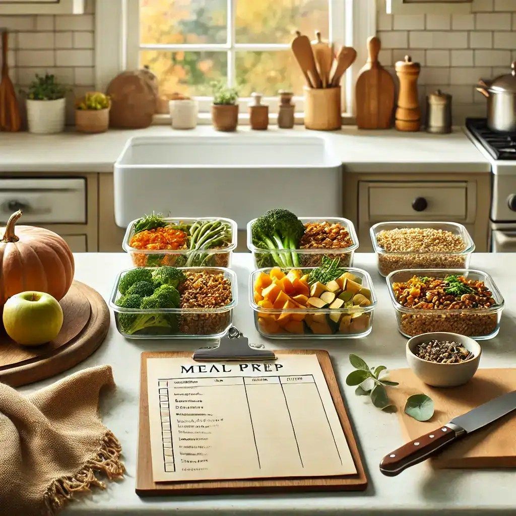 Illustrated meal planning board showing organized weekly recipe slots and categories